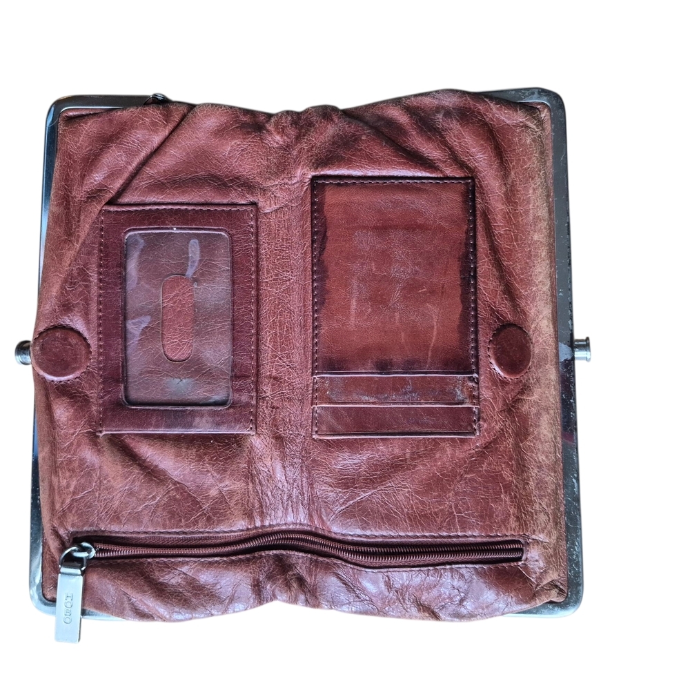 Hobo International Brown Leather Wallet with Distressed Finish